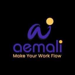 Customer support service, aemali logo, the text is make your workflow, Typography  style.