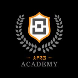 A logo of an online educational academy, iconic logo, orange logo.